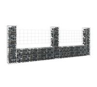 vidaXL U-shape Gabion Basket with 3 Posts Iron 260x20x100 cm