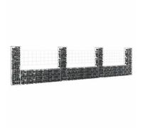 vidaXL U-shape Gabion Basket with 4 Posts Iron Outdoor Patio Wire Wall Fence