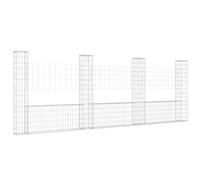 vidaXL U-Shape Gabion Basket with 4 Posts Iron Garden Outdoor Patio Terrace Decor Fence Panel Gabion Wall Wire Fence Fencing Barrier