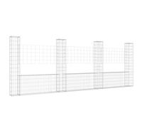 vidaXL U-shape Gabion Basket with 4 Posts Iron Garden Wire Fence Gabion Wall