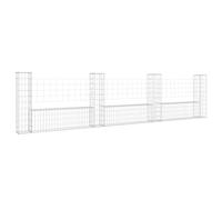 vidaXL U-shape Gabion Basket with 4 Posts Iron Outdoor Patio Garden Lawn Terrace Backyard Gabion Wall Wire Fence Fencing Barrier Panel
