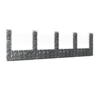 vidaXL U-shape Gabion Basket with 5 Posts Iron 500x20x150 cm