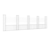 vidaXL U-shape Gabion Basket with 5 Posts Iron Garden Wire Fence Gabion Wall