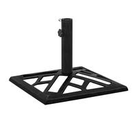 vidaXL Umbrella Base in Black, Cast Iron, Includes Adapters for 35/38/48 mm Poles, Decorative Floral Pattern for Garden/Patio Stability