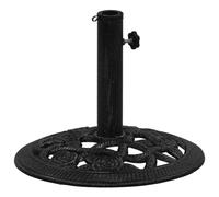 vidaXL Cast Iron Umbrella Base - Black Outdoor Parasol Holder Stand with Adapter, Floral Design, Suitable for Garden, Patio, Poolside - 40x32 cm