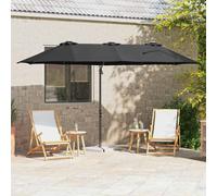 vidaXL Umbrella Black 372 x 198 x 243 cm Polyester and Aluminium
