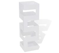 vidaXL Umbrella Stand Steel 48.5cm White Square Storage Holder Walking Stick