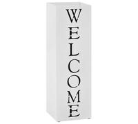 vidaXL Umbrella Stand Welcome Steel White Home Office Storage Holder Rack Bin