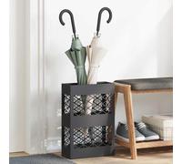 vidaXL Umbrella Stand with Storage Black 28 x 12 x 41 cm Metal