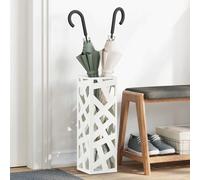 vidaXL Umbrella Stand with Storage White 15.5 x 15.5 x 49 cm Metal
