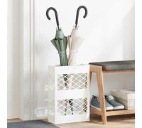 vidaXL Umbrella Stand White 28 x 12 x 41 cm Steel, Stylish Indoor Umbrella Stand, Rectangular Steel Storage Shelf, Modern Foyer Organizer, Minimalist Entryway Accessory