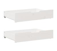 vidaXL Under-Bed Drawers - 2pcs Storage Boxes, White Pine Wood, 80x55x16 cm, 20kg Capacity Each - Sliding Drawer with Wheels, Bedroom Storage Solution