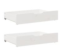 vidaXL Under-Bed Drawers Solid Wood Storage Boxes with Wheels - White, 85 x 55 x 16 cm, Set of 2 - Bedroom Organizer, Space-Saving Solution