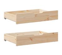 vidaXL Under-Bed Drawers with Wheels - Solid Pinewood, Brown - Space-Saving Storage Solution - 2 Pcs, 20 kg Capacity Each