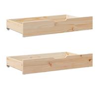 vidaXL Under-Bed Drawers with Wheels - Solid Pine Wood Storage 90 x 55 x 16 cm - Set of 2 - Space-Saving Solution for Bedroom, Living Room, and More