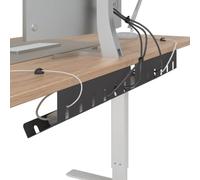 vidaXL Under Desk Cable Management Plate 2 Pack Black Modern Cable Management Rectangular Steel Plate Rust Resistant Convenient Near Desk
