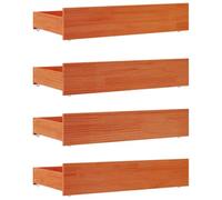 vidaXL Underbed Storage Drawers - Set of 4, Solid Pine Wood, Rolling Organizers for Bedroom, Wax Brown, 90x57x18cm