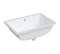 'vidaXL Undermount Bathroom Sink in White Ceramic - Modern Rectangular Basin with Overflow Hole and Glossy Finish, Durable for washroom and Powder Room