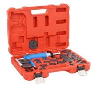 vidaXL Universal Air Brake Piston Calliper Wind-Back Tool Kit - 23 Piece Set, 22 Adaptors, Works with Standard Workshop Air Supply, Comes in Red Case