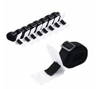 vidaXL Universal Pool Cover Roller Attachments - Durable and UV-Resistant Straps, Buckles, and Clips - Easy-to-Install - Black and White Design - 8 pcs 1.8 m-Length