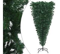 vidaXL Upside-down Artificial Christmas Tree with Stand Holiday Seasonal Holiday Decoration Xmas Tree Ornament Garden Indoor Green 240 cm