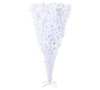 vidaXL Upside-down Artificial Christmas Tree with Stand Outdoor Decorative Holiday Ornament Artificial Christmas Tree Seasonal Ornament White 180 cm