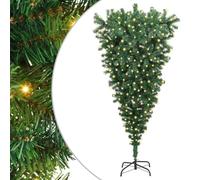 vidaXL Upside-down Artificial Pre-lit Christmas Tree Green 180 cm PVC,