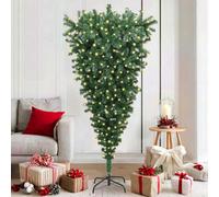 Vidaxl Upside-Down Artificial Pre-Lit Christmas Tree Green 180 Cm Pvc
