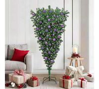 Vidaxl Upside-Down Artificial Pre-Lit Christmas Tree With Ball Set Pvc