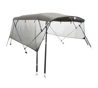 vidaXL UV-Proof 4-Bow Bimini Boat Canopy with Mesh Sidewalls and Aluminium Frame - 600D Polyester, Water-Resistant, Anthracite Grey