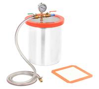 vidaXL Vacuum Chamber for Degassing Operations, Heavy-Duty Stainless Steel Material with Acrylic Lid, Equipped with Silicone Oil Vacuum Gauge and Shock- Meter, 11.42L Capacity, Weight 3.6 kg, Incl...