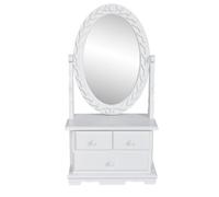 vidaXL Vanity Makeup Table with Oval Swing Mirror MDF Home Dressing Furniture
