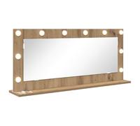 vidaXL Vanity Mirror Rectangular Artisan Oak 100 x 45 x 18 cm, Elegant Bedroom Mirror, LED Vanity Decor, Contemporary Glass Stand with Warm Lighting, Stylish Reflection Piece for Indoor Use