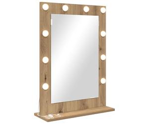 vidaXL Vanity Mirror Artisan Oak 70 x 50 x 18 cm Rectangular | Integrated lights for better visibility, Unique mix of craftsmanship and contemporary style for any room,