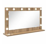vidaXL Vanity Mirror Rectangular Artisan Oak 80 x 45 x 18 cm, Elegant Bedroom Mirror, LED Vanity Decor, Contemporary Glass Stand with Warm Lighting, Stylish Reflection Piece for Indoor Use