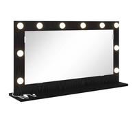 vidaXL Vanity Mirror Rectangular with Mirror Black Oak 80 x 45 x 18 cm, Elegant Bedroom Mirror, LED Vanity Decor, Contemporary Glass Stand with Warm Lighting, Stylish Reflection Piece for Indoor Use