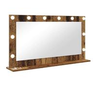 vidaXL Vanity Mirror Rectangular with Mirror Old Wood 100 x 55 x 18 cm, Elegant Bedroom Mirror, LED Vanity Decor, Contemporary Glass Stand with Warm Lighting, Stylish Reflection Piece for Indoor Use