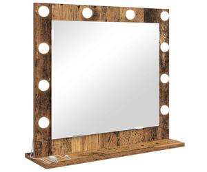vidaXL Vanity Mirror Old Wood 60 x 55 x 18 cm Rectangular | Cool LED lights for great visibility while you groom, Lovely old wood finish that really warms up your space, Wall-mounted,