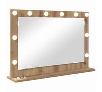 vidaXL Vanity Mirror with LED Strip Lights Artisan Oak 80 x 55 x 18 cm
