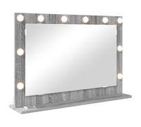 vidaXL Vanity Mirror Rectangular Grey Sonoma 80 x 55 x 18 cm, Elegant Bedroom Mirror, Contemporary Style, LED Vanity Lighting, Reflective Decor, Glass Stand, Grooming Piece, Indoor Use