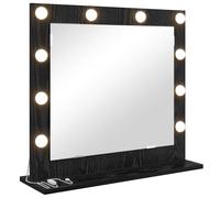 vidaXL Vanity Mirror with LED Strip Lights Black Oak 60 x 55 x 18 cm