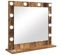 Vanity Mirror with LED Strip Lights Glass and Engineered wood Bedroom vidaXL