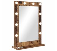 vidaXL Vanity Mirror Rectangular with Mirror Old Wood 70 x 50 x 18 cm, Elegant Bedroom Mirror, Contemporary Style, LED Vanity Lighting, Reflective Decor, Glass Stand, Grooming Piece, Indoor Use