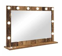 vidaXL Vanity Mirror Rectangular with Mirror Old Wood 80 x 55 x 18 cm, Elegant Bedroom Mirror, Contemporary Style, LED Vanity Lighting, Reflective Decor, Glass Stand, Grooming Piece, Indoor Use