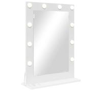 Vanity Mirror with LED Strip Lights Glass and Engineered wood Bedroom vidaXL