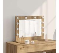 Vanity Mirror with LED Strip Lights Glass and Engineered wood Bedroom vidaXL