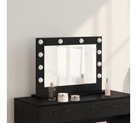 vidaXL Vanity Mirror with LED Strip Lights Black Oak 60 x 45 x 18 cm