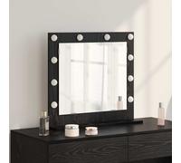 vidaXL Vanity Mirror with LED Strip Lights Black Oak 60 x 55 x 18 cm
