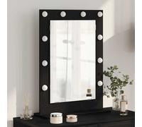 vidaXL Vanity Mirror with LED Strip Lights Black Oak 70 x 50 x 18 cm