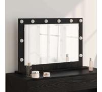 Vanity Mirror with LED Strip Lights Glass and Engineered wood Bedroom vidaXL